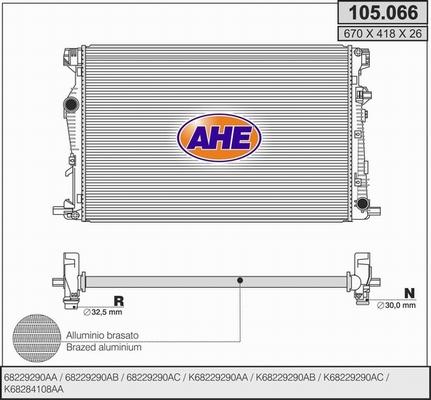 AHE 105.066 - Radiator, engine cooling autospares.lv