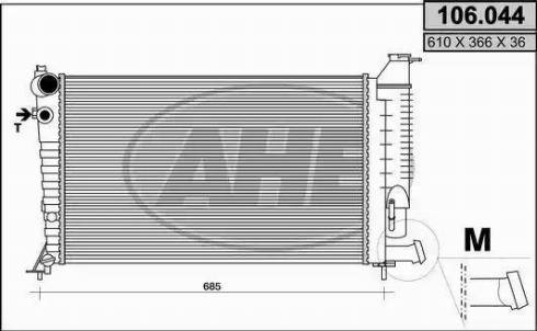 AHE 106.044 - Radiator, engine cooling autospares.lv