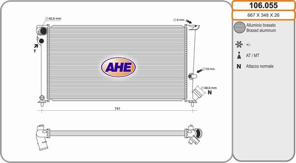 AHE 106.055 - Radiator, engine cooling autospares.lv