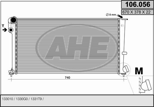 AHE 106.056 - Radiator, engine cooling autospares.lv