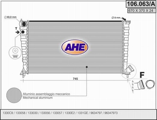 AHE 106.063/A - Radiator, engine cooling autospares.lv