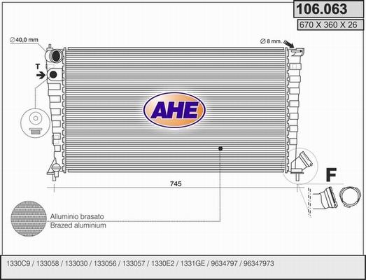 AHE 106.063 - Radiator, engine cooling autospares.lv