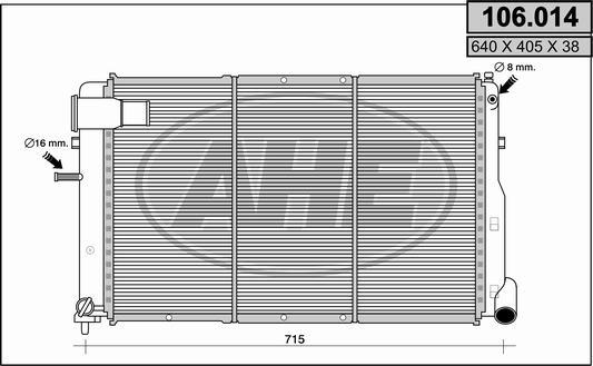 AHE 106014 - Radiator, engine cooling autospares.lv