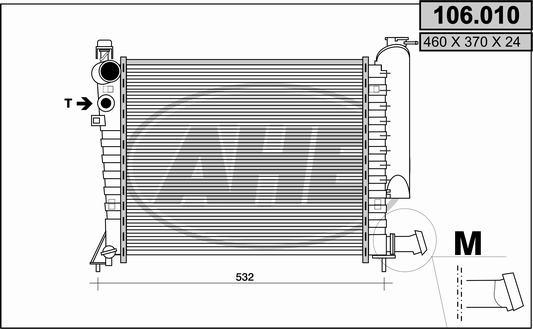 AHE 106.010 - Radiator, engine cooling autospares.lv