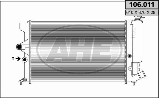 AHE 106.011 - Radiator, engine cooling autospares.lv