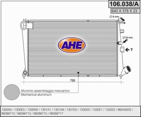 AHE 106.038/A - Radiator, engine cooling autospares.lv