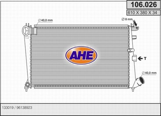 AHE 106.026 - Radiator, engine cooling autospares.lv