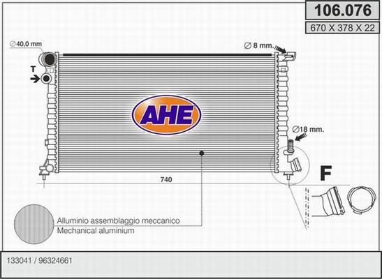 AHE 106.076 - Radiator, engine cooling autospares.lv