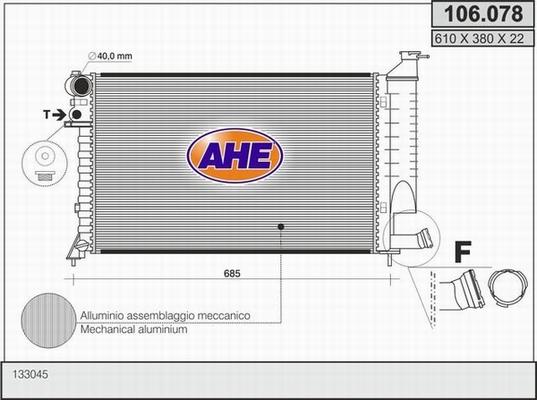 AHE 106.078 - Radiator, engine cooling autospares.lv