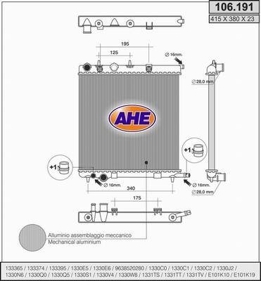 AHE 106.191 - Radiator, engine cooling autospares.lv