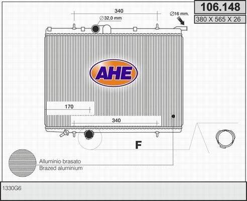 AHE 106.148 - Radiator, engine cooling autospares.lv