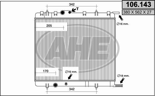 AHE 106.143 - Radiator, engine cooling autospares.lv