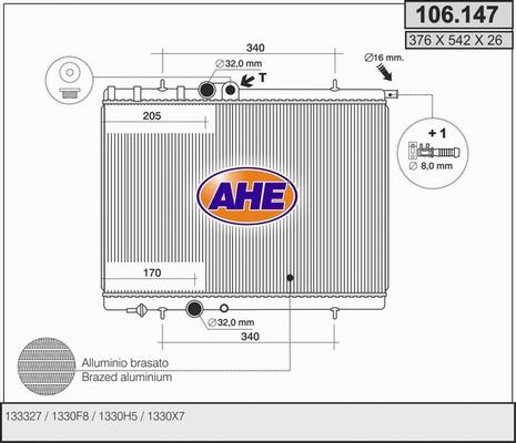 AHE 106.147 - Radiator, engine cooling autospares.lv