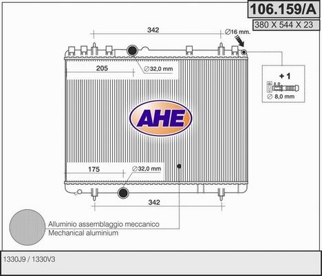 AHE 106.159/A - Radiator, engine cooling autospares.lv