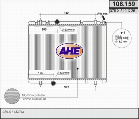 AHE 106.159 - Radiator, engine cooling autospares.lv