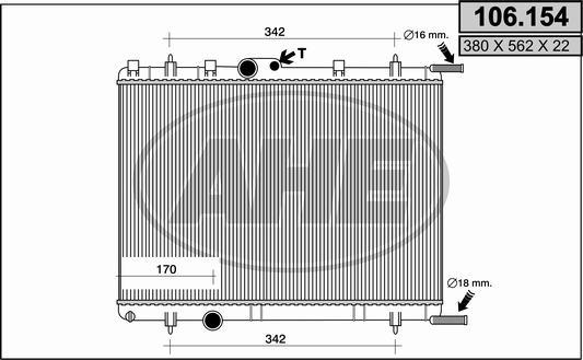 AHE 106.154 - Radiator, engine cooling autospares.lv