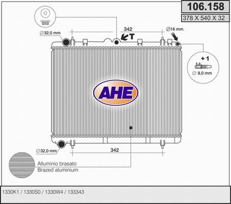 AHE 106.158 - Radiator, engine cooling autospares.lv