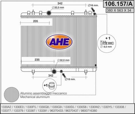 AHE 106.157/A - Radiator, engine cooling autospares.lv