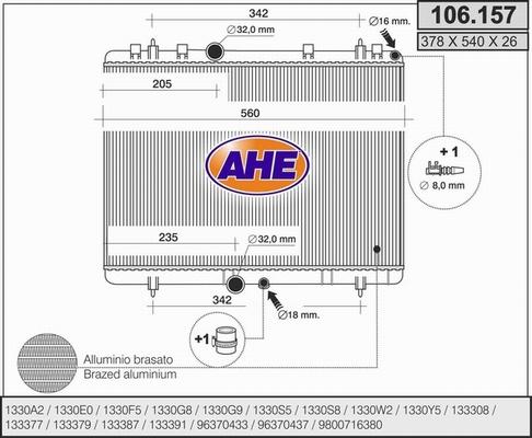 AHE 106.157 - Radiator, engine cooling autospares.lv