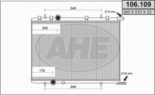 AHE 106.109 - Radiator, engine cooling autospares.lv