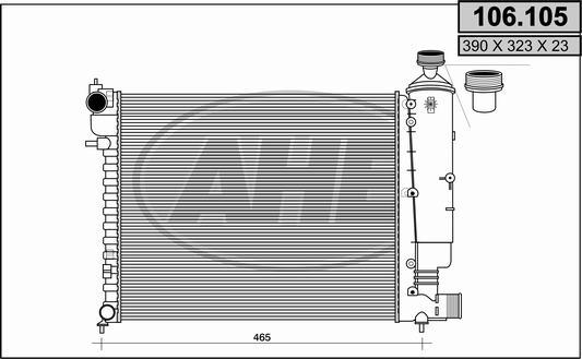 AHE 106.105 - Radiator, engine cooling autospares.lv