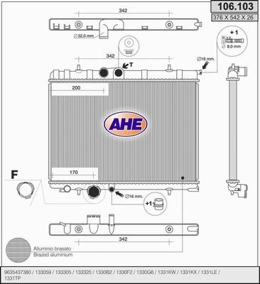 AHE 106.103 - Radiator, engine cooling autospares.lv