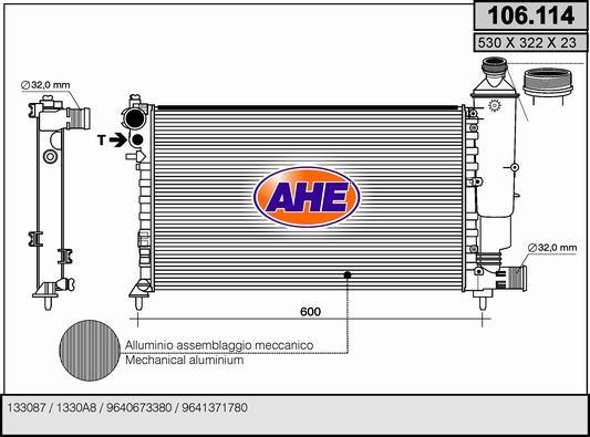 AHE 106.114 - Radiator, engine cooling autospares.lv