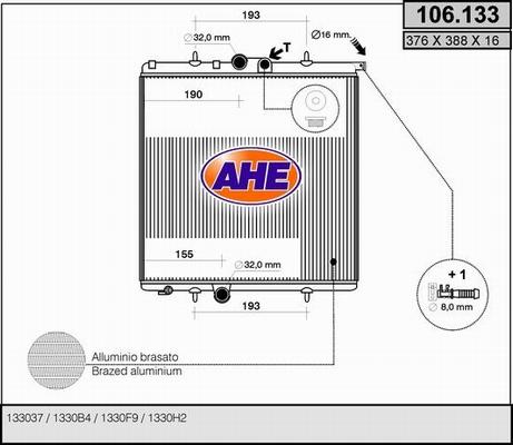 AHE 106.133 - Radiator, engine cooling autospares.lv