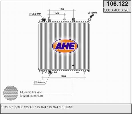 AHE 106.122 - Radiator, engine cooling autospares.lv