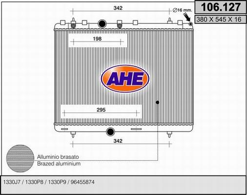 AHE 106.127 - Radiator, engine cooling autospares.lv