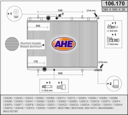 AHE 106.170 - Radiator, engine cooling autospares.lv