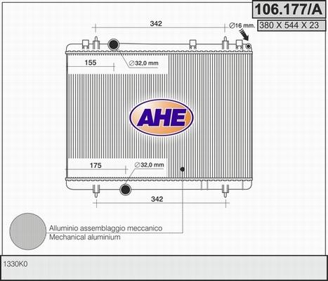 AHE 106.177/A - Radiator, engine cooling autospares.lv