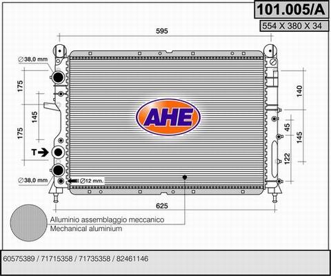 AHE 101.005/A - Radiator, engine cooling autospares.lv