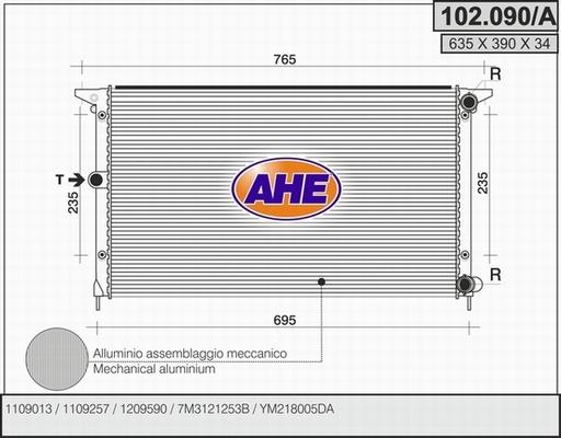 AHE 102.090/A - Radiator, engine cooling autospares.lv