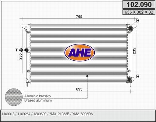 AHE 102.090 - Radiator, engine cooling autospares.lv