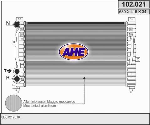 AHE 102.021 - Radiator, engine cooling autospares.lv