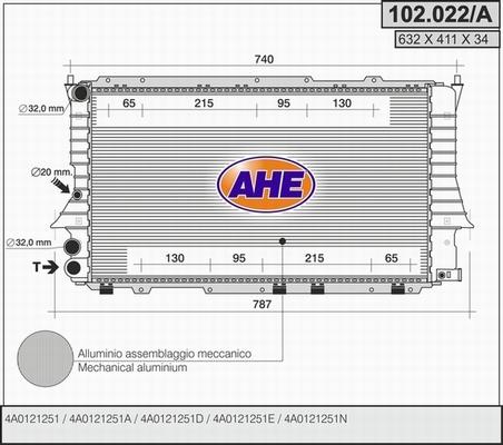 AHE 102.022/A - Radiator, engine cooling autospares.lv