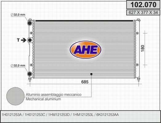 AHE 102.070 - Radiator, engine cooling autospares.lv