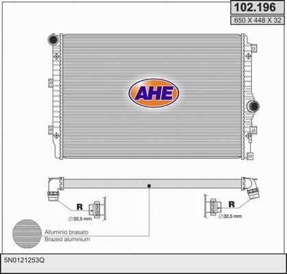 AHE 102.196 - Radiator, engine cooling autospares.lv