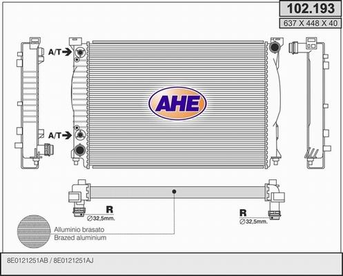 AHE 102.193 - Radiator, engine cooling autospares.lv