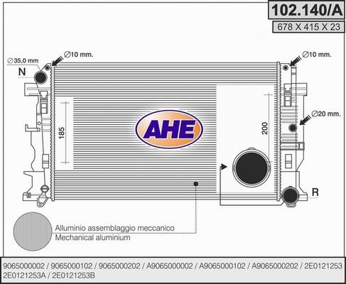 AHE 102.140/A - Radiator, engine cooling autospares.lv