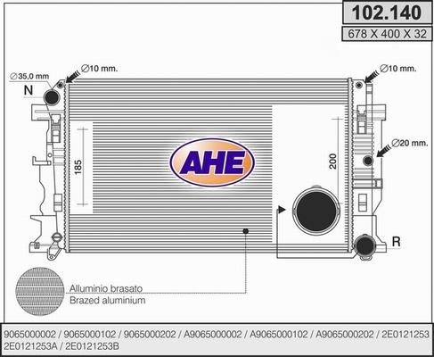 AHE 102.140 - Radiator, engine cooling autospares.lv