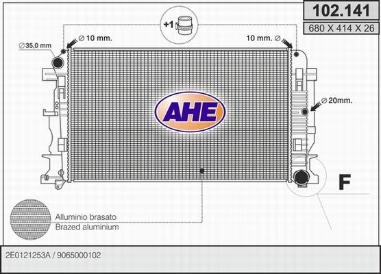 AHE 102.141 - Radiator, engine cooling autospares.lv