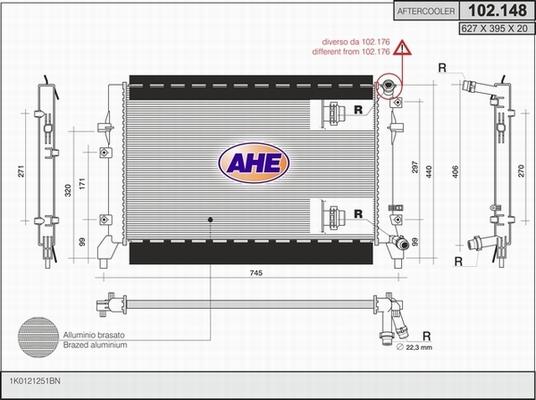 AHE 102.148 - Radiator, engine cooling autospares.lv