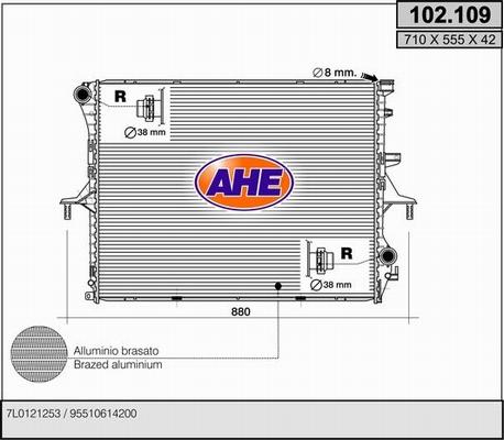 AHE 102.109 - Radiator, engine cooling autospares.lv