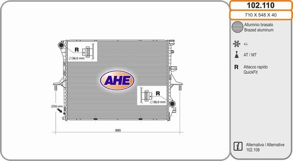 AHE 102.110 - Radiator, engine cooling autospares.lv