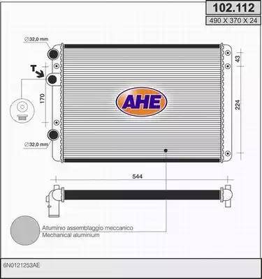 AHE 102.112 - Radiator, engine cooling autospares.lv