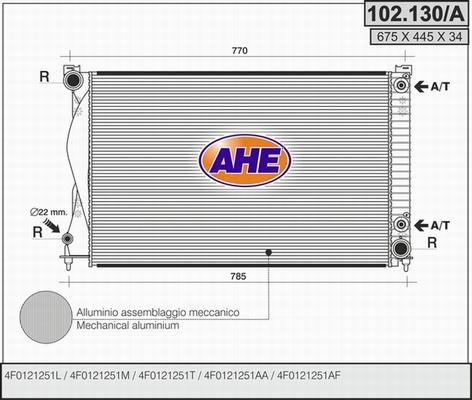 AHE 102.130/A - Radiator, engine cooling autospares.lv