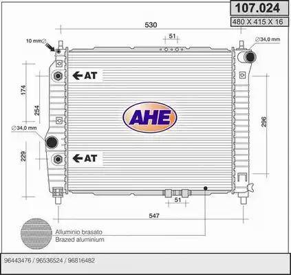 AHE 107.024 - Radiator, engine cooling autospares.lv