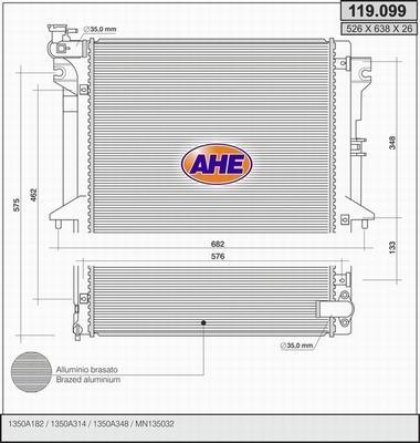 AHE 119.099 - Radiator, engine cooling autospares.lv